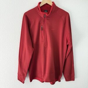 Patagonia Men R1 1/4 Zip Fleece Pullover XL Red Regulator Waffle Grid HOLES READ